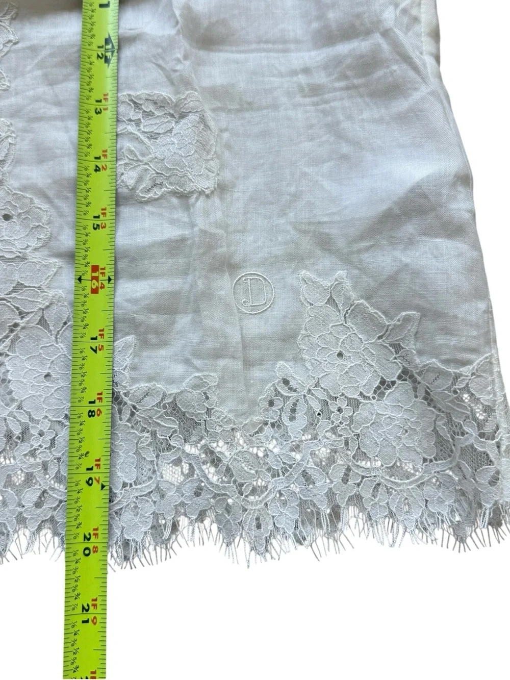 DÔEN Idella Top Salt White Lace Ramie Puff Sleeve Romantic Blouse L Cottagecore